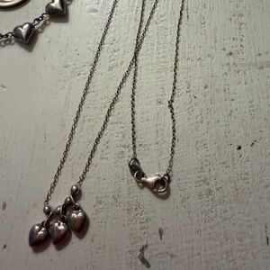 Pretty 3 puffy heart sterling necklace 18 inches